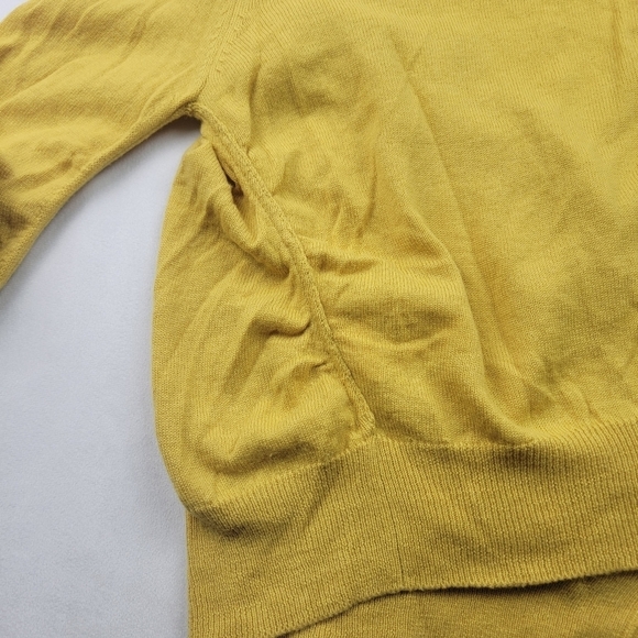 O'md wool blend yellow mitten pocket vintage button crop back cardigan - Picture 6 of 7